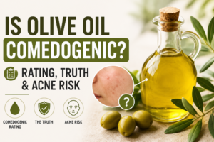 is olive oil comedogenic - bottle of extra virgin olive oil on white background