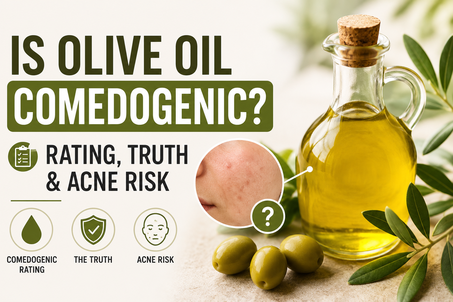 is olive oil comedogenic - bottle of extra virgin olive oil on white background